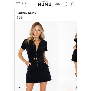 Show Me Your MuMu Black Corduroy Outlaw Dress